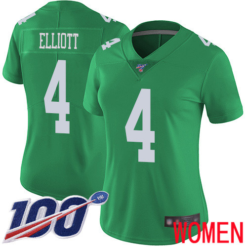 Women Philadelphia Eagles #4 Jake Elliott Limited Green Rush Vapor Untouchable NFL Jersey 100th Season Football